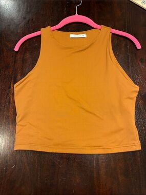 ReoRia Rust-Orange Sleeveless Cropped Tank Top
